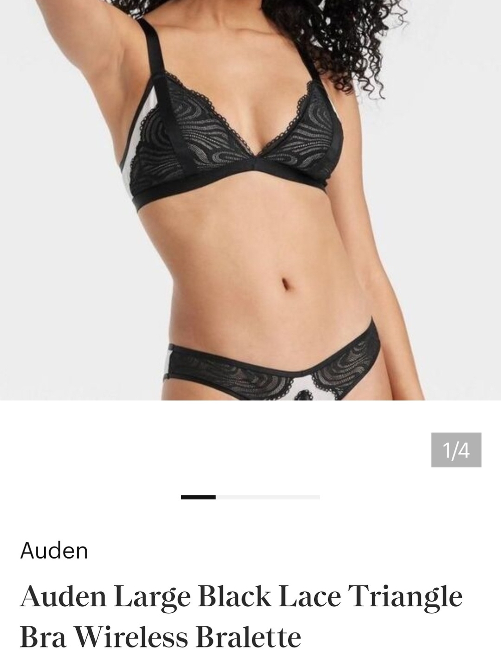Auden Black Lace Wireless Triangle Bralette